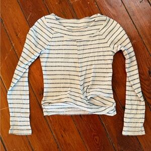 Abercrombie Kids Black and Cream Striped Long Sleeve Tee